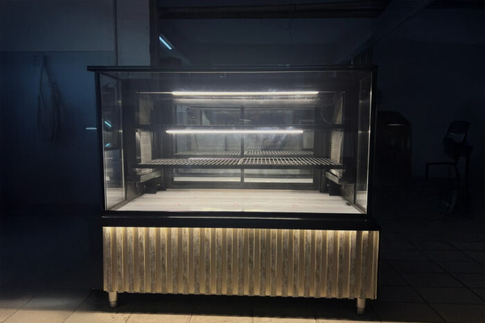 LED Işıklı Ahşap Çubuk Panel Kebab Dolabı